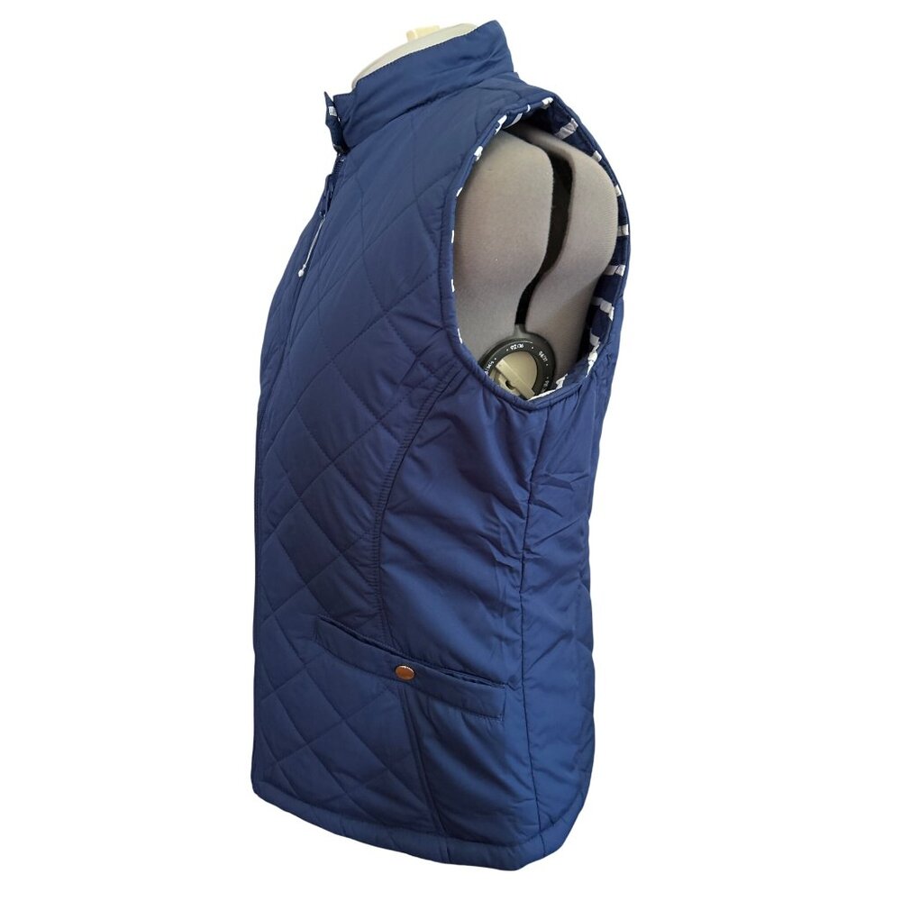 Reversible Princess Cruises Quilted Puffer Vest M Navy & White Stripes - Picture 2 of 9